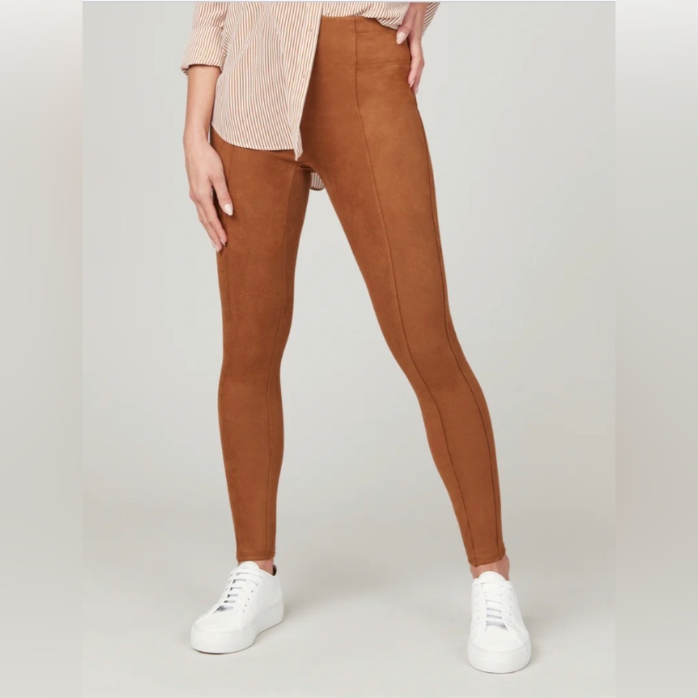 Spanx Faux Suede Slimming Leggings Rich Caramel Size Small Style No. 20322R